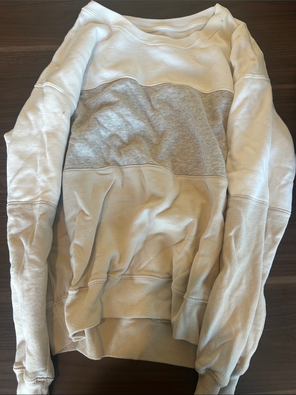 Women’s Two-Tone White and Light Gray Pullover Sweatshirt